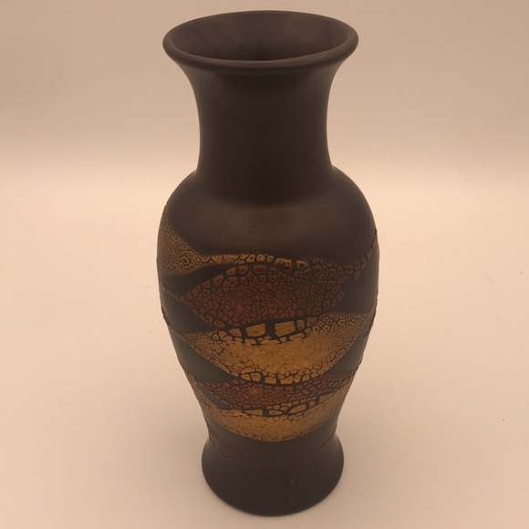 VTG/MCM Royal Haeger 10" Earth Wrap Pottery Vase Brown Crackle EX - Picture 4 of 9